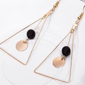 Black & Gold Triangle Dangle Earrings